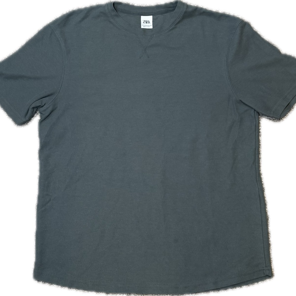Zara Men's Olive Short Sleeve Woven Shirt